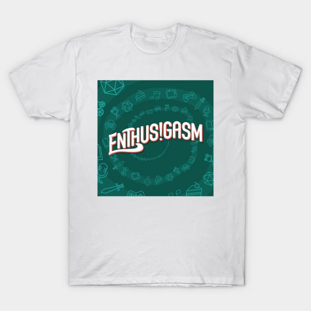 Enthusigasm Square Podcast Cover Art T-Shirt by Rusty Quill